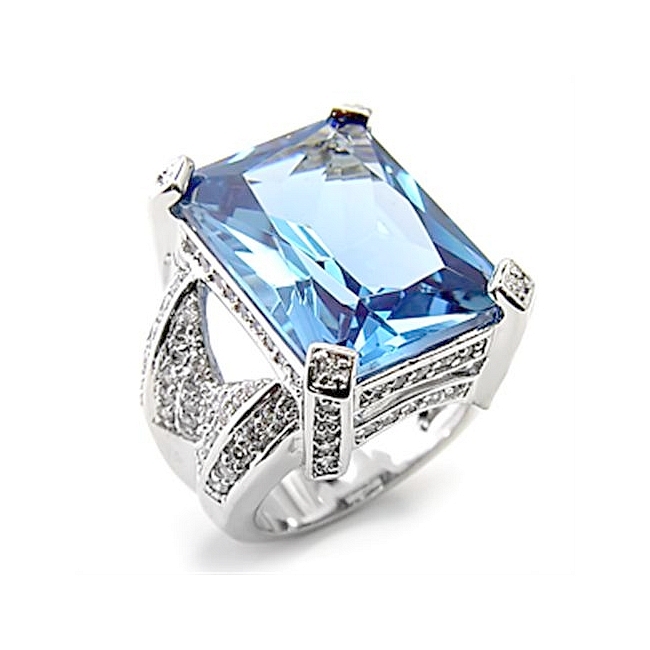 Sterling Silver .925 Ring London Blue CZ