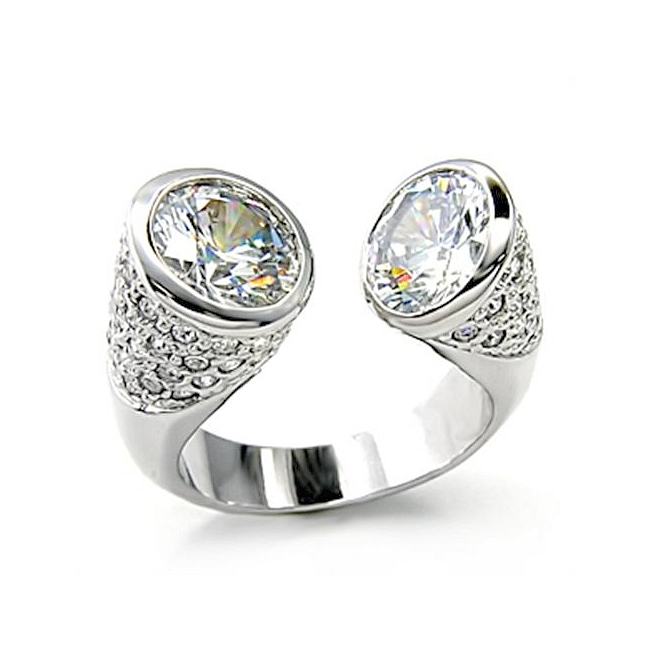 Silver Tone Fashion Ring Clear CZ