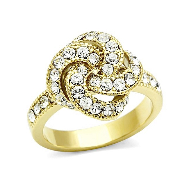 14K Gold Plated Fashion Ring Clear Crystal