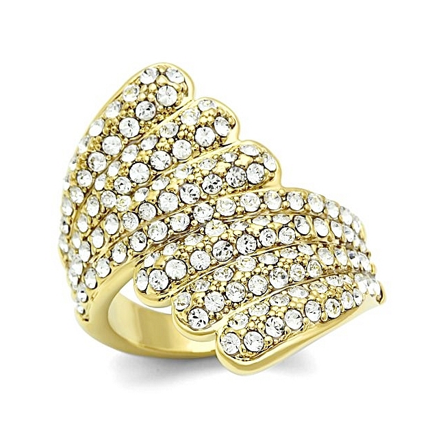 14K Gold Plated Pave Fashion Ring Clear Crystal