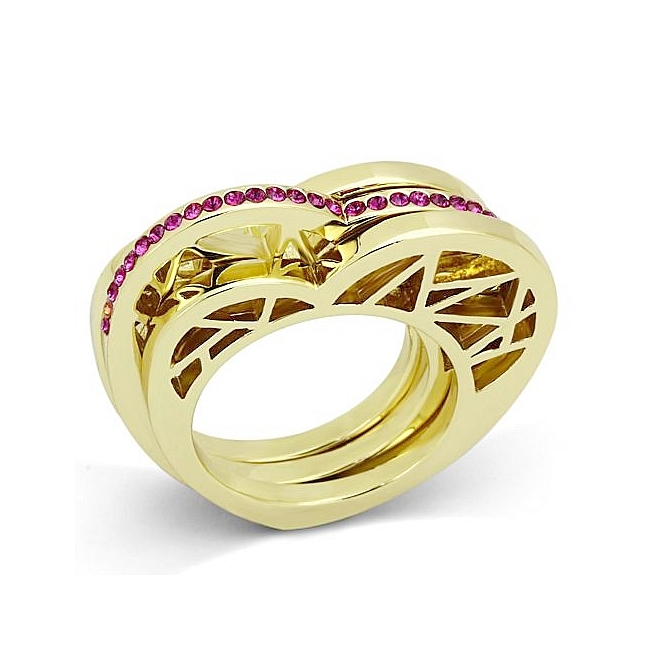 14K Gold Plated Modern Fashion Ring Fuchsia Top Grade Crystal