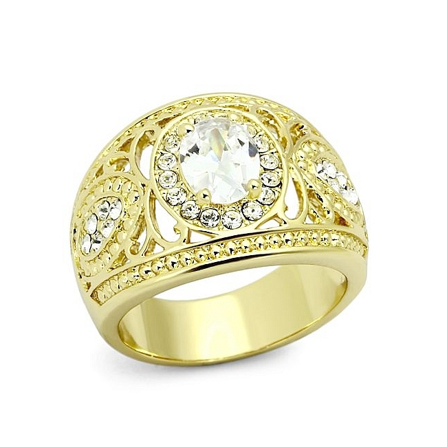 Petite 14K Gold Plated Fashion Ring Clear CZ