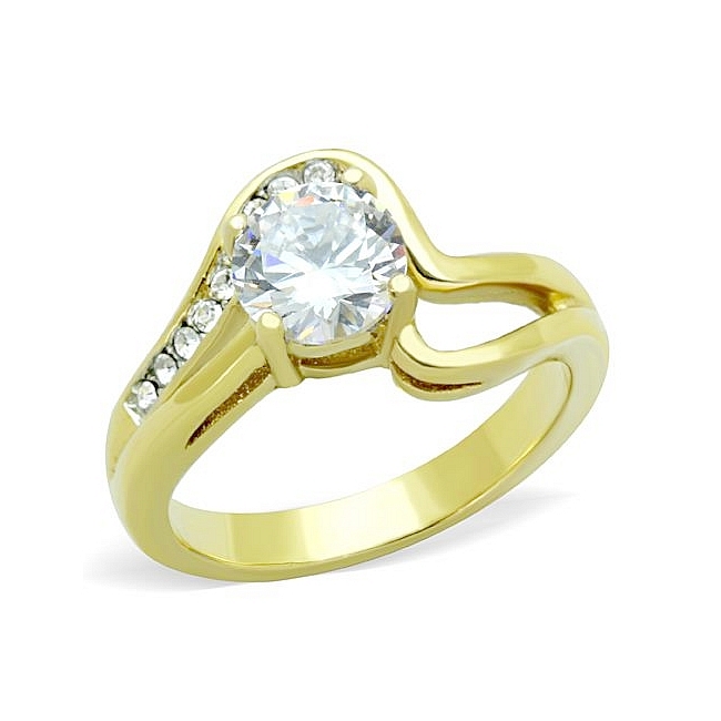 Exquisite 14K Two Tone (Gold & Silver) Vintage Engagement Ring Clear CZ
