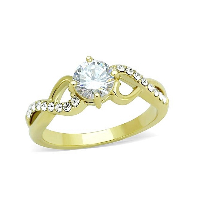 14K Gold Plated Vintage Engagement Ring Clear Cubic Zirconia