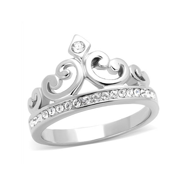 Silver Tone Royal Crown Pave Fashion Ring Clear Crystal