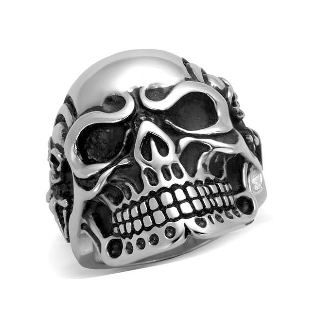 Classic Silver Tone Skull Mens Ring