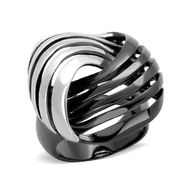 14K Two Tone (Black & Silver) Modern Fashion Ring