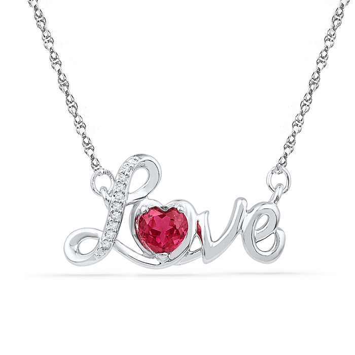 Love 0.04 CT Diamond 0.50 Ct Ruby Necklace 925 Sterling silver