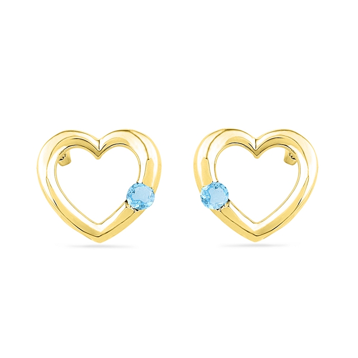 0.16 CT Diamond Blue Topaz Earring Yellow gold