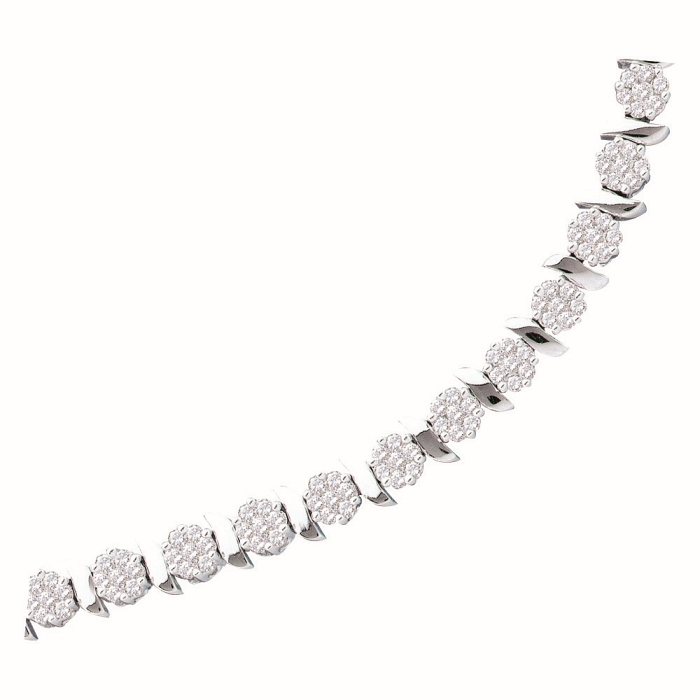 3.0 CT Diamond Flower Bracelet 14K White gold