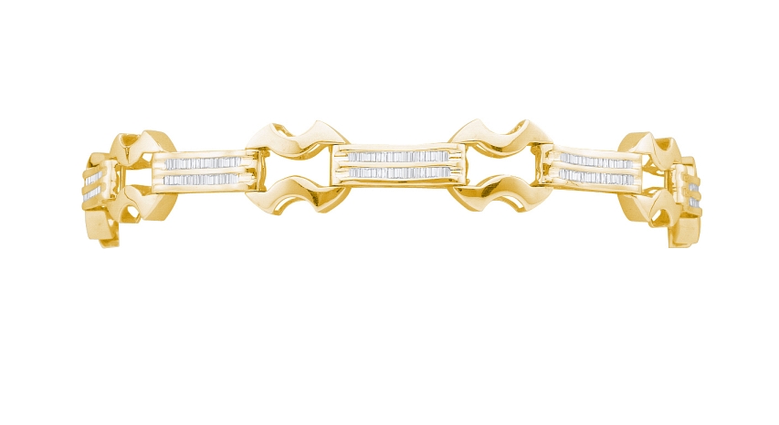 2.00 CT Bagguette Mens Diamond Bracelet Yellow gold