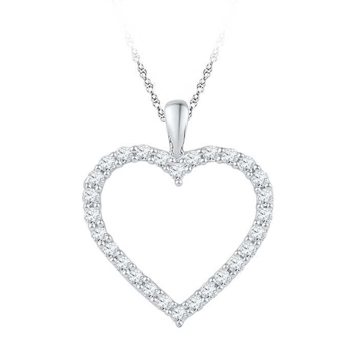 Pave Heart 0.25 CT Diamond Pendant Necklace White gold