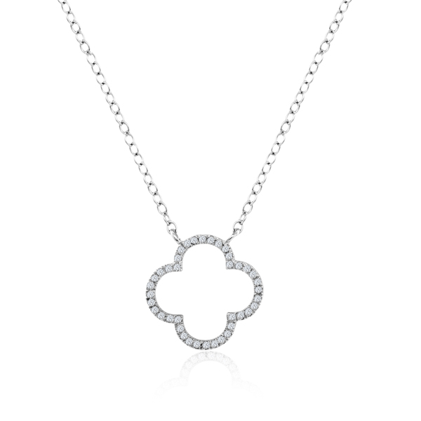 Van Cleef Inspired Clover Leaf 0.10 CT Diamond Necklace