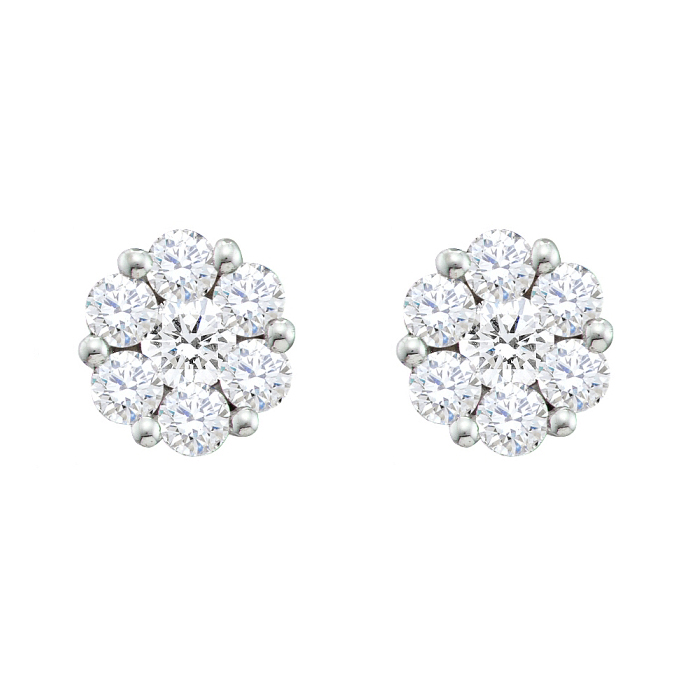 1.50 CT Round Diamond Flower Earrings
