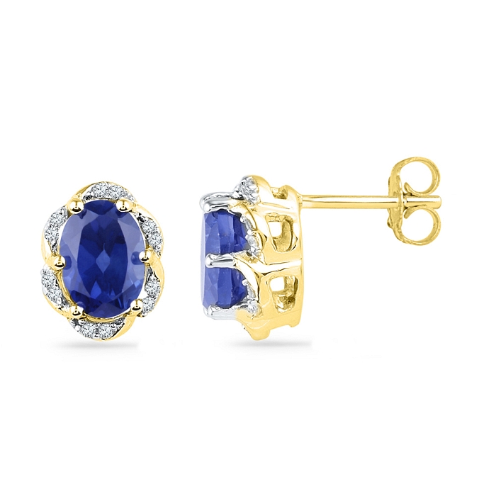 Blue Sapphire Earrings Oval Cut 2.40 Ct
