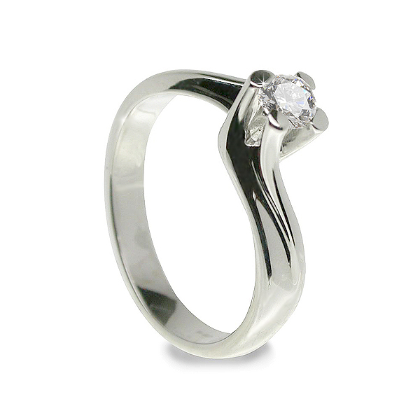 Italian 4 Prong Twisted Solitaire Engagement Ring 0.3 CT Diamond