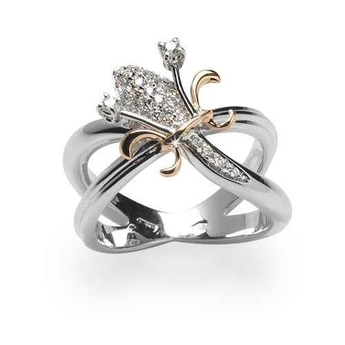 Exquisite Lily Flower Ring with Brilliant Cut 0.29 CT Diamond Pave