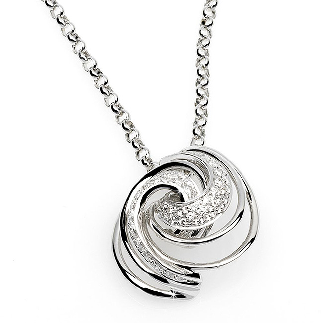 Exquisite Swirl 0.40 CT Brilliant Cut Diamond Necklace 18K White Gold