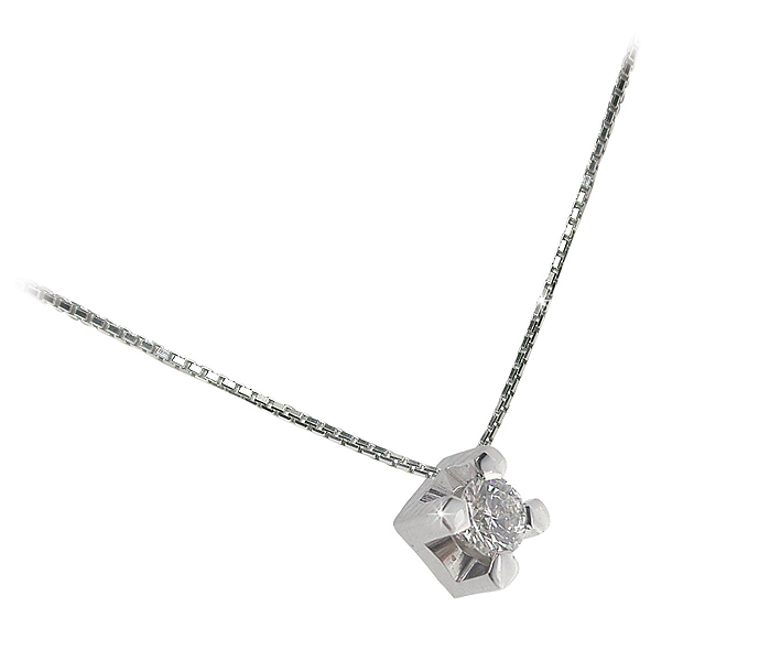 Italian Square Design Necklace with Brilliant Cut 0.03 CT Diamond