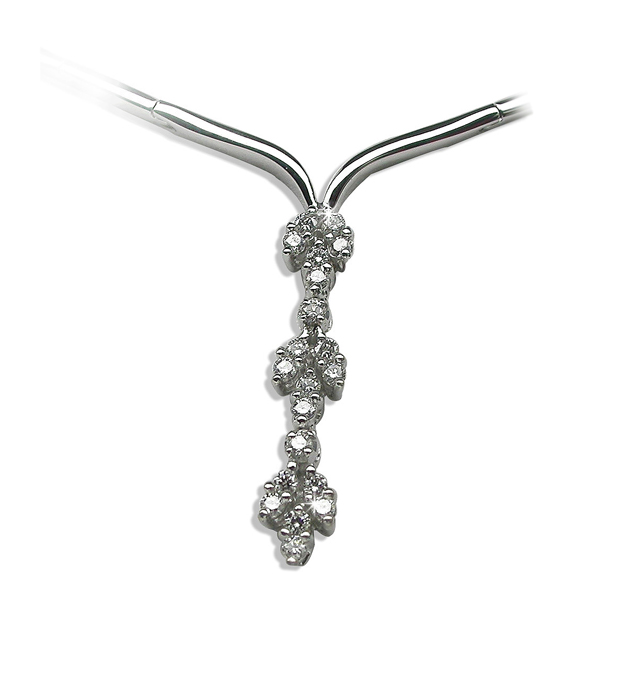 Italian Royal Flower Diamond 0.41 CT Necklace in 18K White Gold