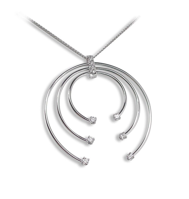 Modern Interrupted Circles 0.39 CT Diamond Necklace from Italy
