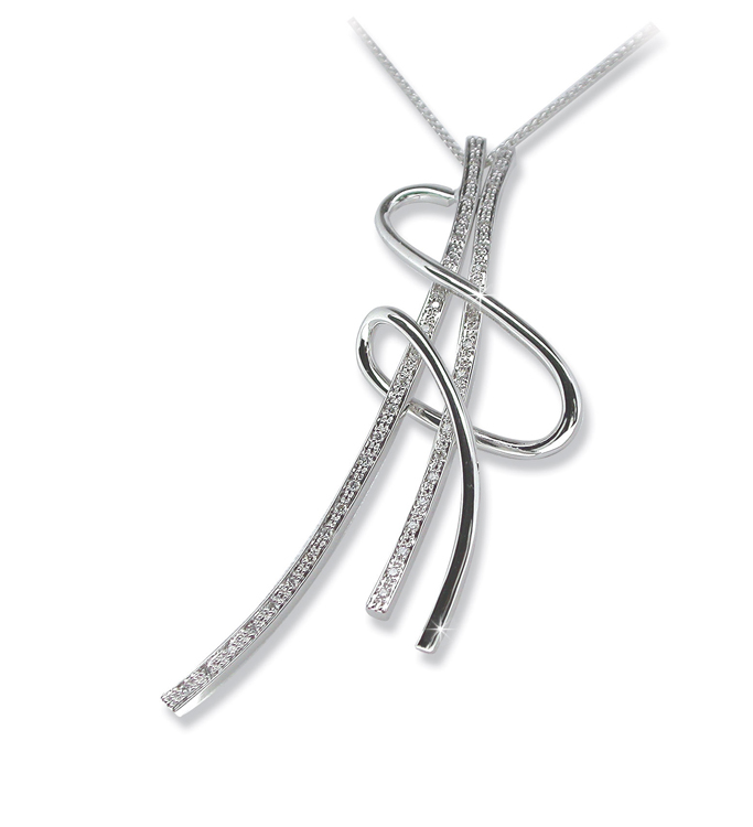 Extraordinary Twisted Letter \"S\" Necklace with 0.28 CT Diamonds