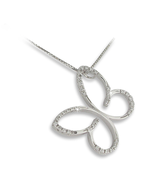 Italian Butterfly 0.18 CT Brilliant Cut Diamond Necklace