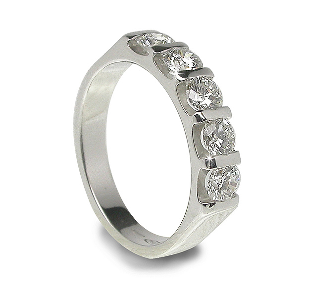 5-Stone 0.75 CT Diamond Wedding Ring HANDMADE IN ITALY