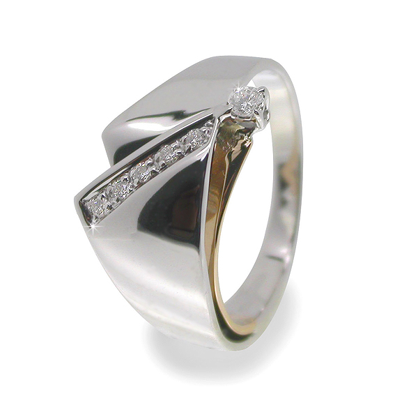 Contemporary Design 0.10 CT Italian Diamond Ring 18K Gold