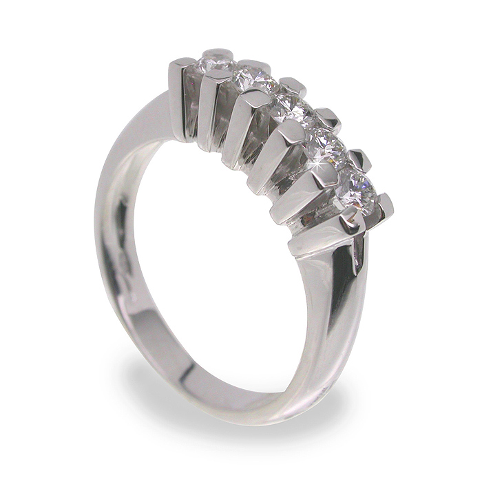 Unique 5-Stone Italian 0.50 CT Diamond Wedding Ring 18K White Gold