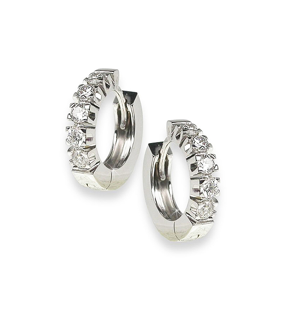 Italian Hoop 0.70 CT Diamond Earrings 18K White Gold