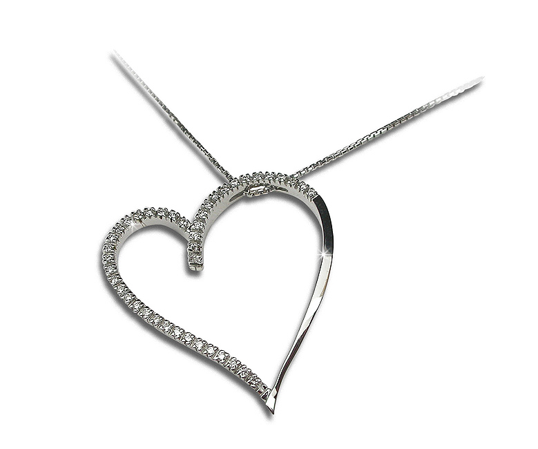 Unique Heart Necklace 1/3 CT Diamonds