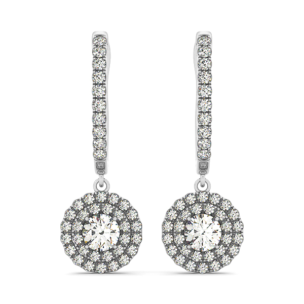 Dangle Diamond Earrings with Fancy Halo