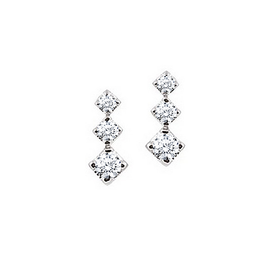 1/3CT Diamond Earrings 3 Stone Design