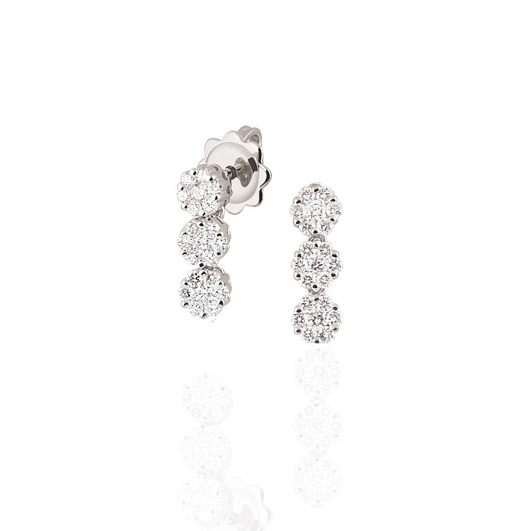 Three Stone Diamond Earrings 1/2CT From Italy