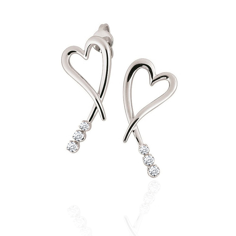 Diamond Heart Earrings 18K White Gold