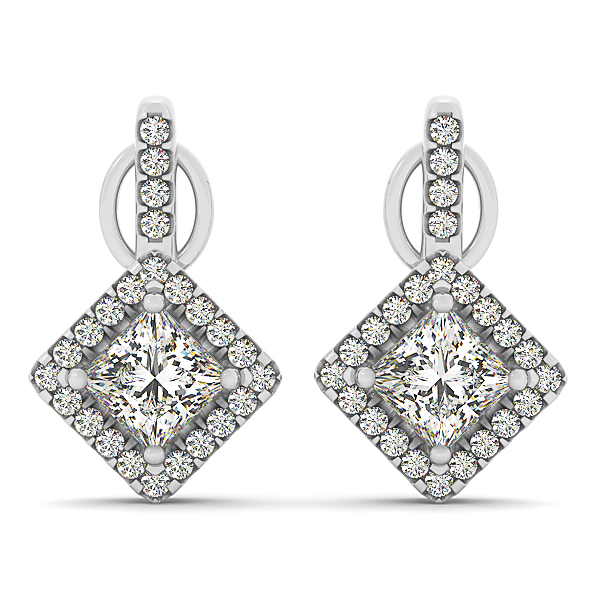 Modern Princess Cut Diamond Earrings
