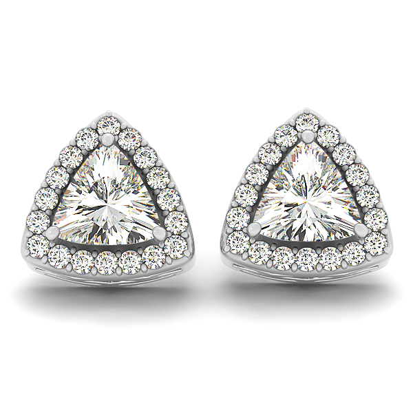 Trillion Stud Earrings with Halo Diamonds