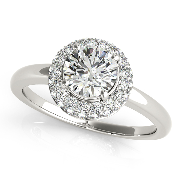 Cute Traditional Duet Round Halo Diamond Engagement Ring
