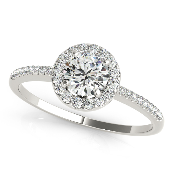 Popular Diamond Side Stone Halo Engagement Ring Comfort Fit [OV-50541-E]