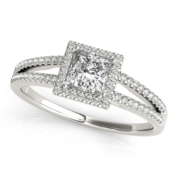 Unequaled Square Halo Princess Cut Diamond Engagement Ring