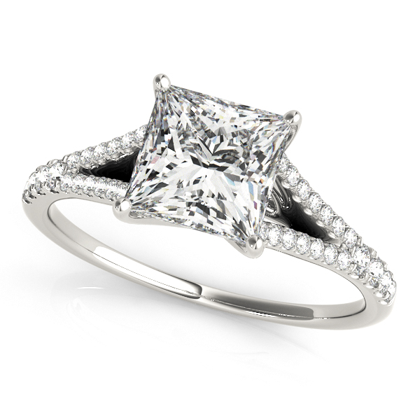 Interesting Trellis Princess Cut Diamond Engagement Ring [OV-50660-E]