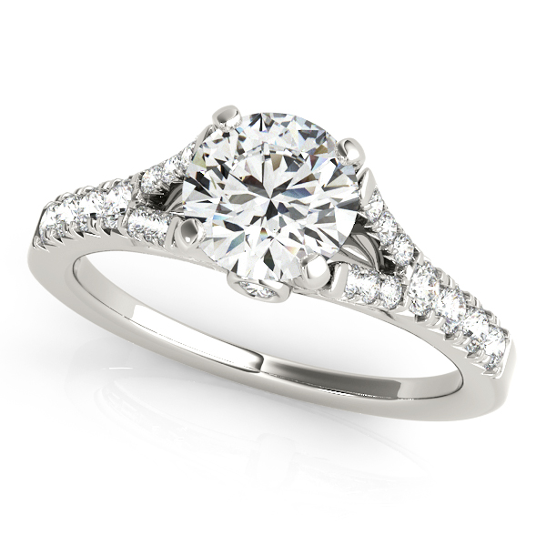 V Shaped Side Stone Diamond Engagement Ring Bezel Accents