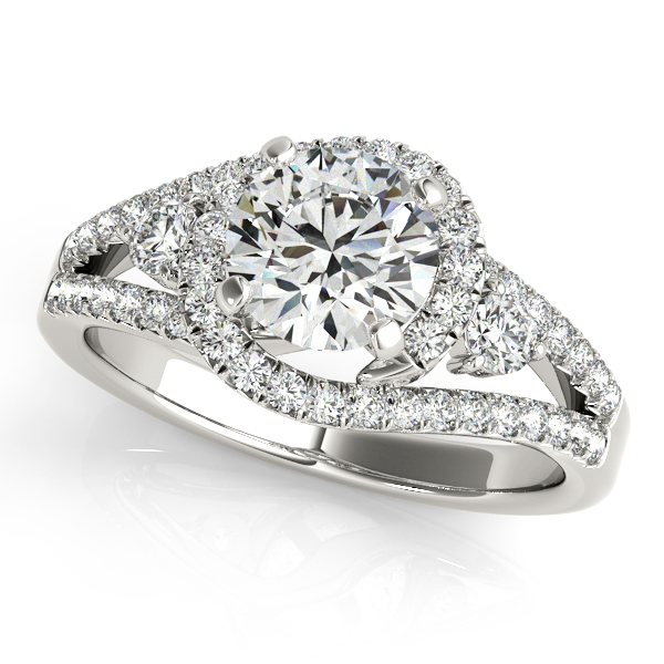 Stunning Split Shank Engagement Ring Round Diamond Bypass