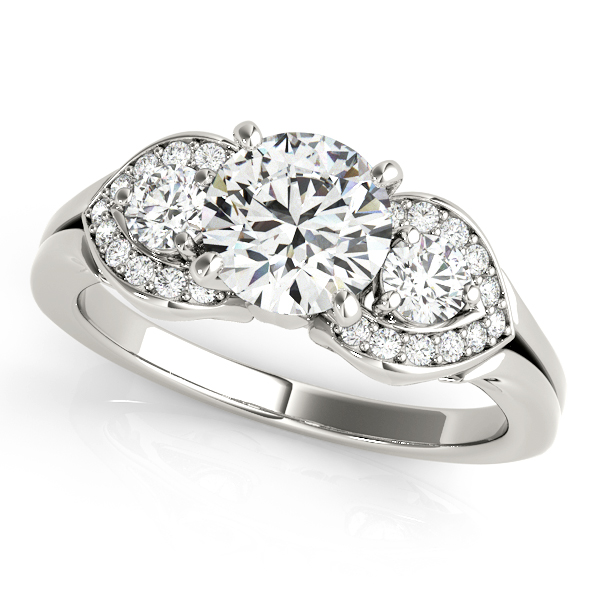 Elegant Bow Tie Round Cut Diamond Three Stone Engagement Ring