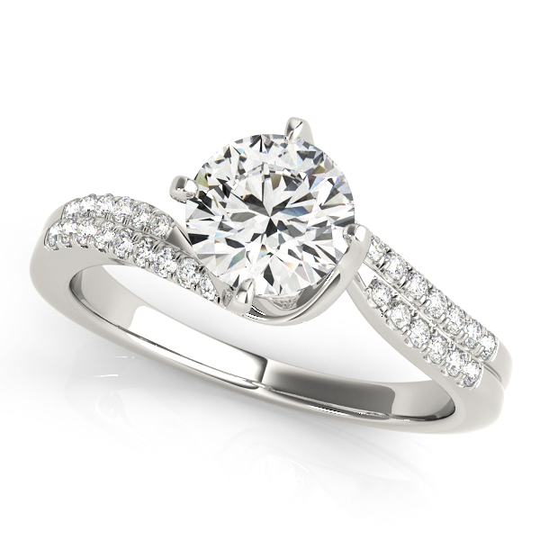 Duet Side Stone Bypass Diamond Engagement Ring Prong Setting [OV-50842-E]