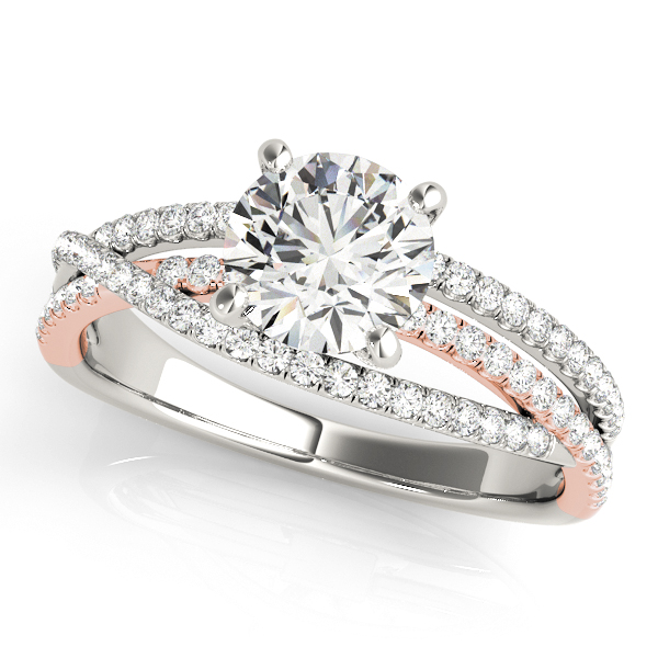 Unique Split Shank Diamond Engagement Ring with Crossband [OV-50862-E]