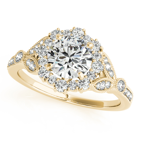 Luxury Vintage Halo Diamond Engagement Ring with Milgrain Edges [OV-50868-E]