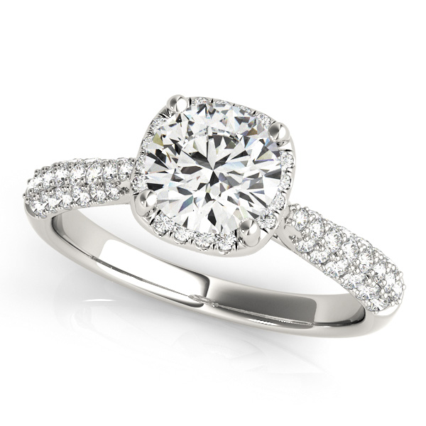 Gorgeous Cathedral Halo Engagement Ring Diamond Side Stones