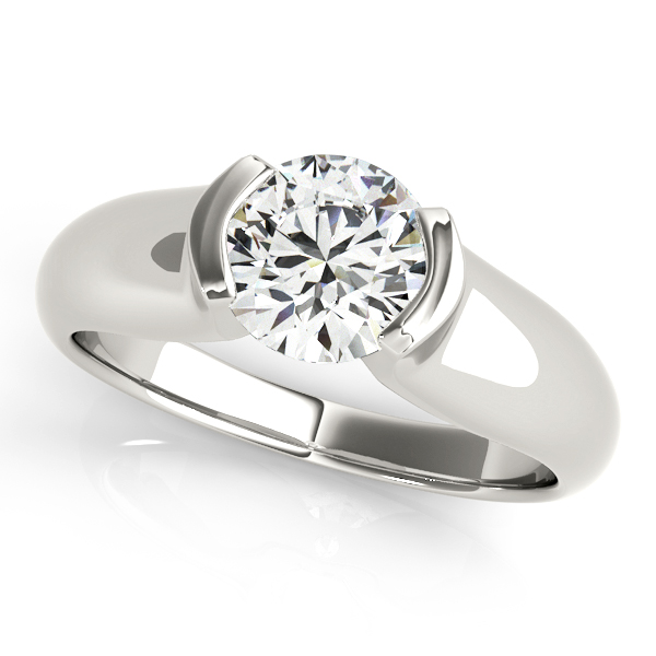 Unique Wide Shank Solitaire Diamond Engagement Ring